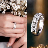 dazzling silver color finger rings for women aaa white cubic zirconia fashion wedding bands eternity jewelry 2021 trends