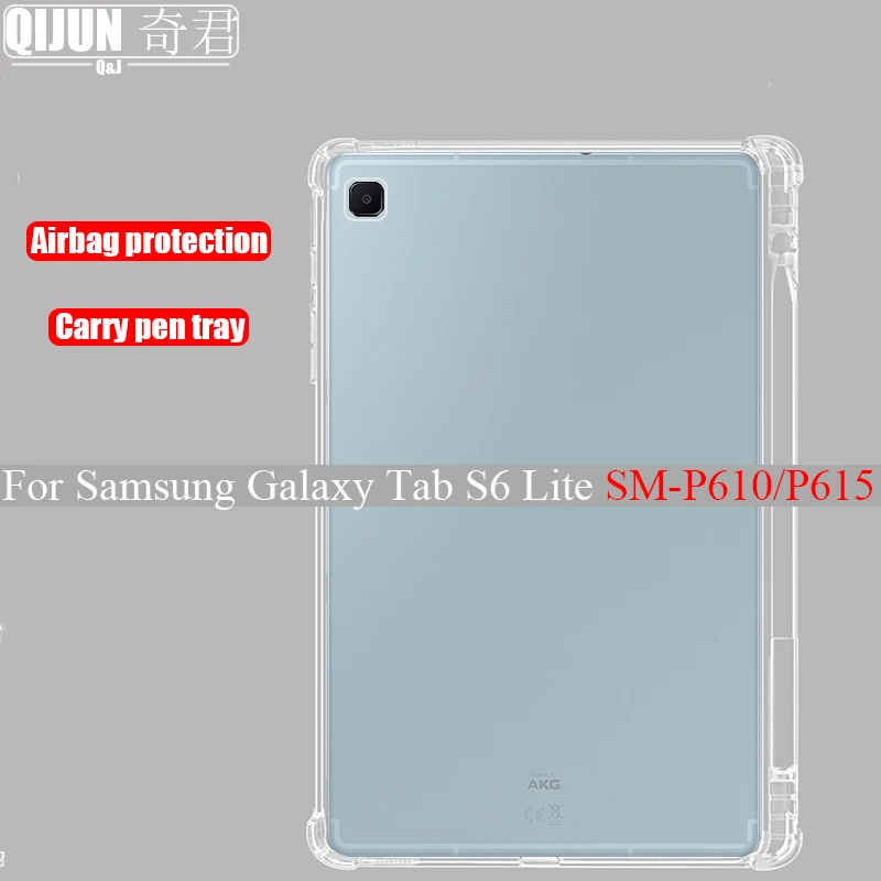 

Tablet pencil case for Samsung Galaxy SM-P610 SM-P615 Airbag cover Transparent protection Pen slot fundas for Tab S6 Lite 10.4