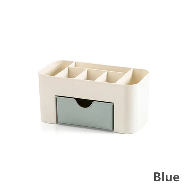 Blue C Органайзер для макияжа, пластиковая коробка для хранения, контейнер для украшений, чехол для макияжа, органайзер для косметики, Офисная коробка, органайзер для макияжа - Цвет: Blue C