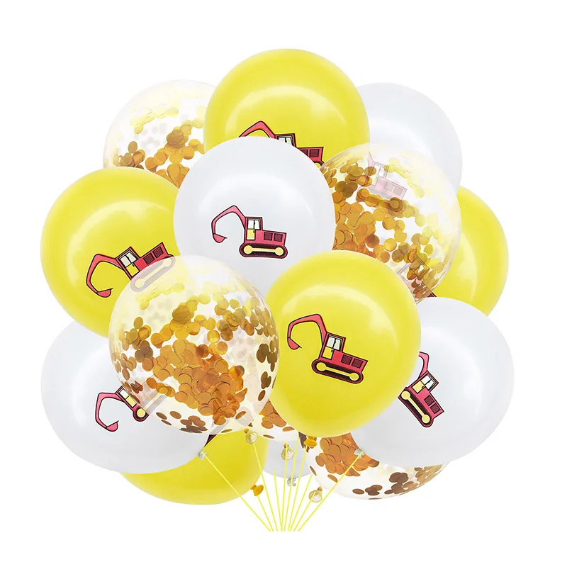 15Pcs balloon set 1 Construction Birthday Party Supplies Dump Truck Kits Banner Balloon Set for Kids Boy Party Fireman Firefighter Party Decoration - Цвет: 15Pcs balloon set 1