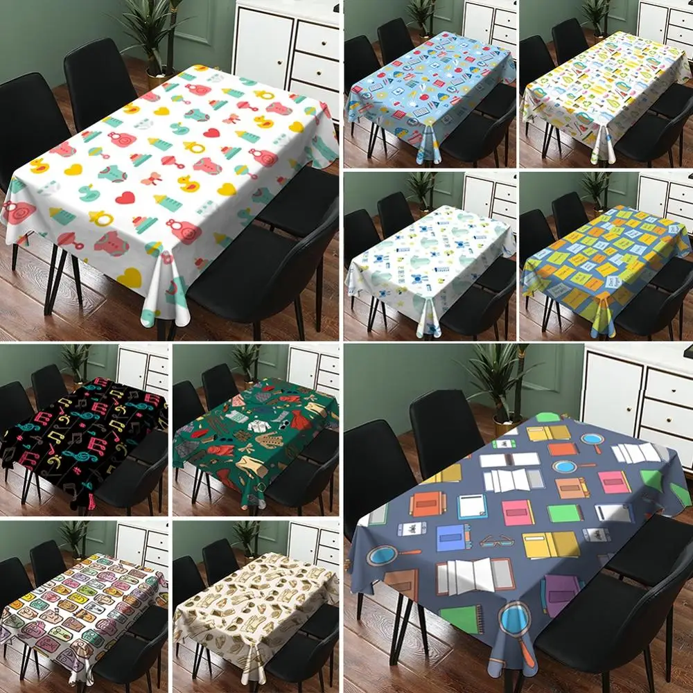 

New Oil-Proof Tablecloth Cartoon Pattern Waterproof Tablecloth Living Room Dining Table Kitchen Tablecloth Household Goods