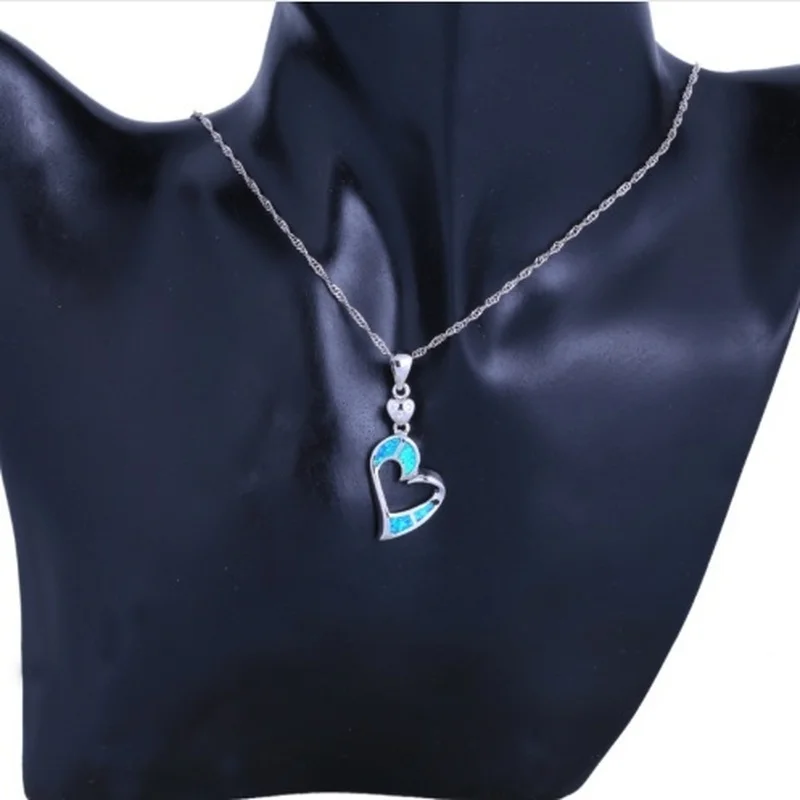 

Women's multicolor opal pendant luxury creative heart-shaped necklace fine fashion jewelry wholesale party girls birthday gift