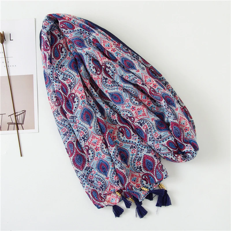 Женская весенне-осенне-зимняя винтажная шаль с принтом в этническом стиле мягкая