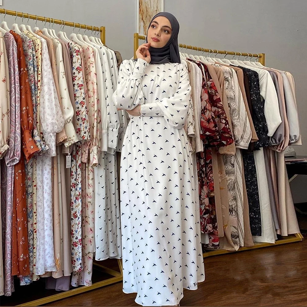 Белое шифоновое платье, длинное женское платье, мусульманская абайя, Дубай, арабский, турецкий, мусульманский стиль, женское платье, Caftan ...