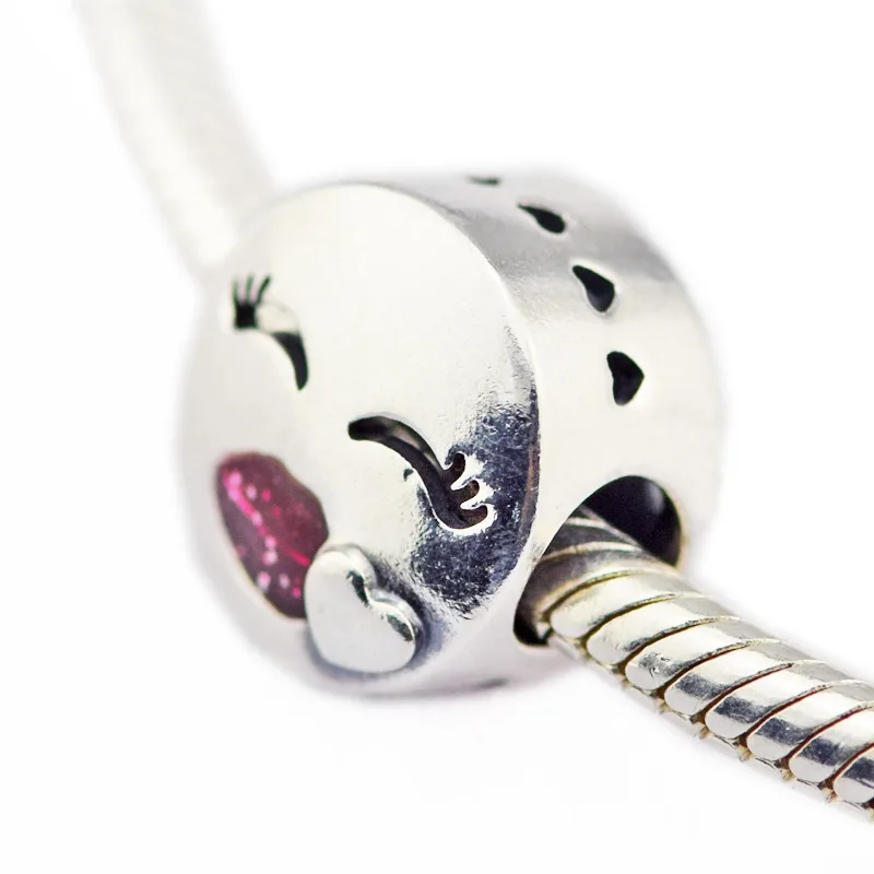 

Kiss Sign Charm Beads for Jewelry Making Women Fashion Silver 925 Jewelry Show Love Face Vintage Beads For Snake Chain Bracelets