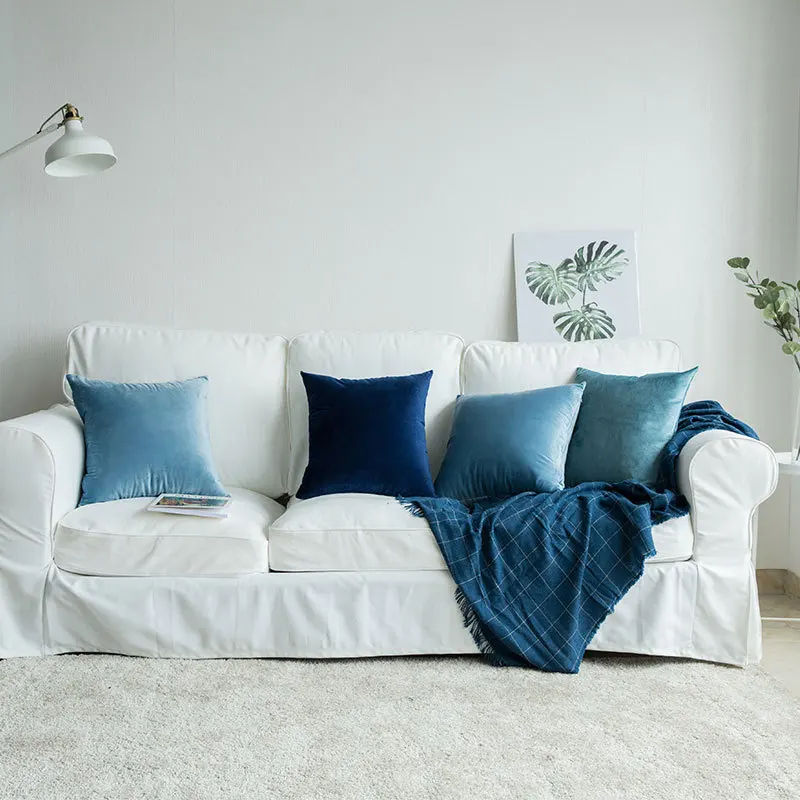 Бархатный Чехол для подушки декоративный чехол синий желтый черный серый цвета