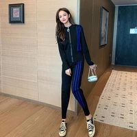 tracksuit set autumn and winter new korean casual fashion knitted suit two piece sports pants women sweater winter women