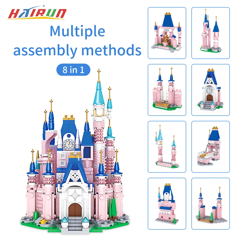 

8in1 596PCS DIY Girl's Dream Castle Building Blocks Constructor Assembled Block Children's Toys Girl Birthday Gift