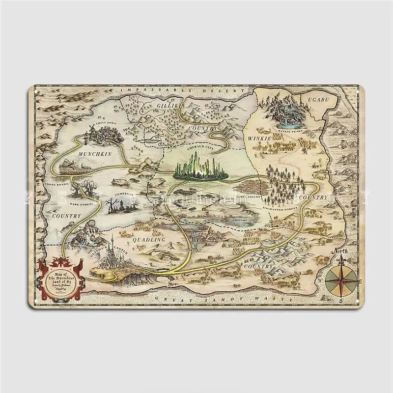 

Map Of Oz Metal Sign Club Party Bar Cave Printing Wall Decor Tin Sign Poster