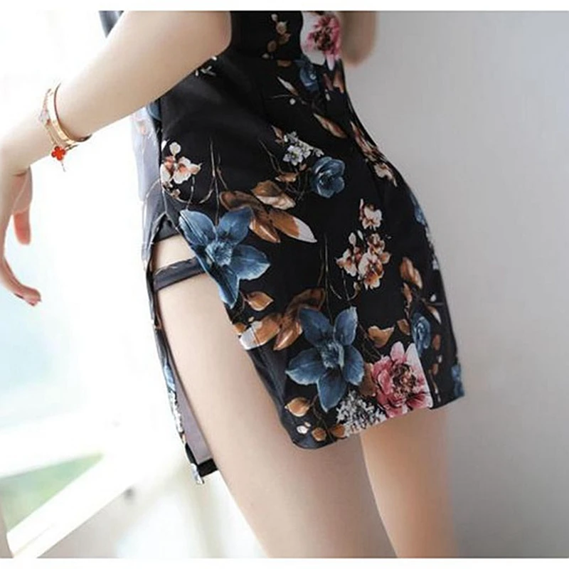 Одежда для сна с принтом Ночное платье в китайском стиле Чонсам сексуальная