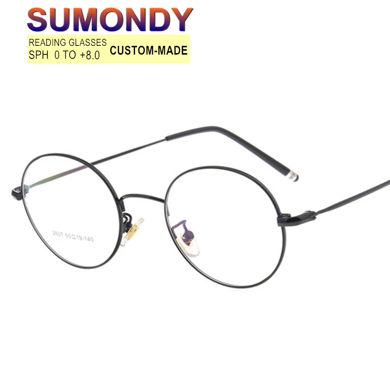 SUMONDY Dioptre от 0 до + 8 очки для чтения мужские и женские модные круглая оправа из