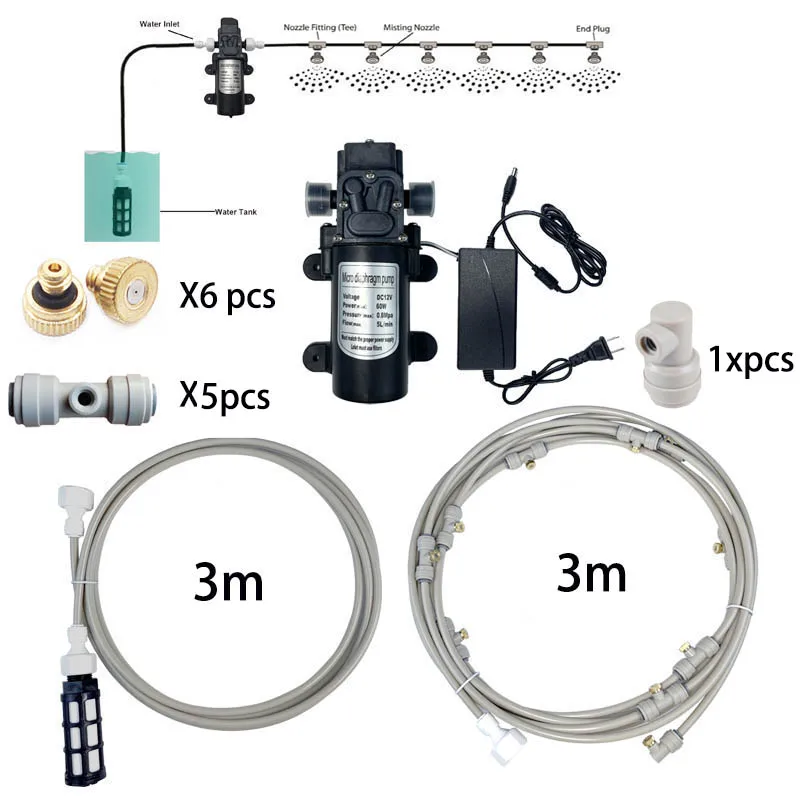 

12V Misting Pump 160PSI High Pressure Booster Diaphragm Water Pump Sprayer 20 With 6pcs Misting Nozzles