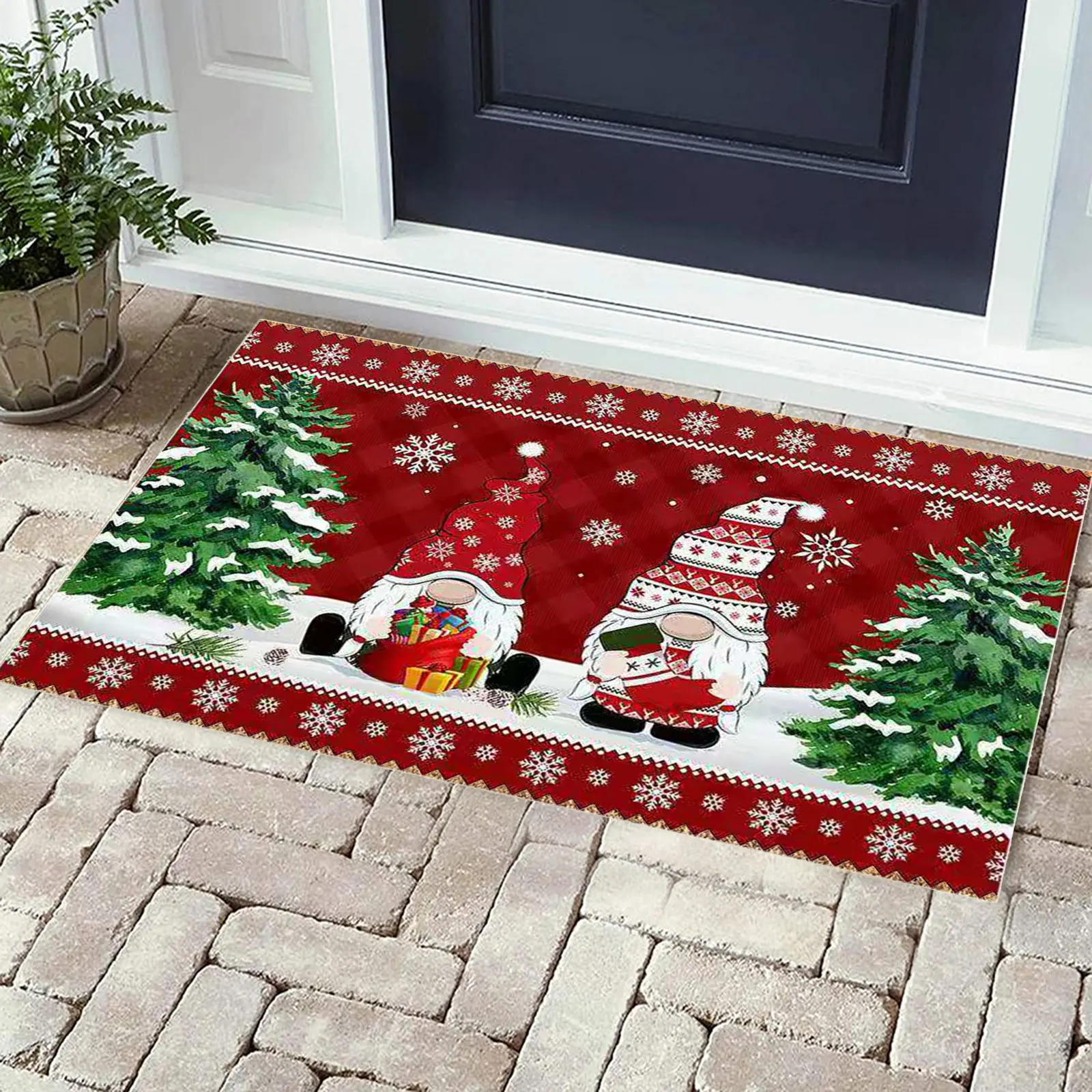 

Christmas Doormat Gnome Merry Christmas Indoor Outdoor Greeing Front Porch Rug