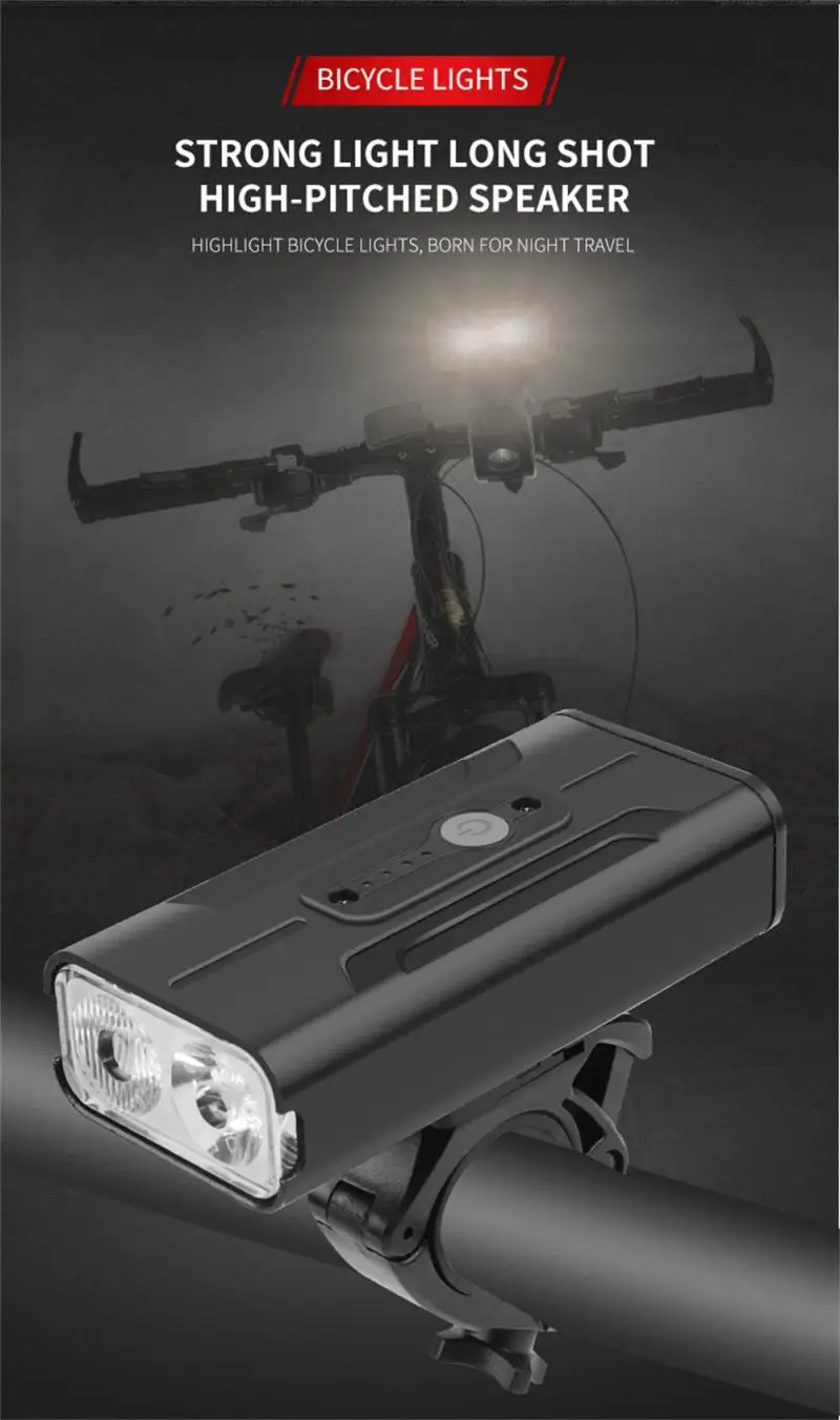 

Велосипедные фонари 2 * T6, Передний фонарь с USB-зарядкой и индикатором мощности для горных и шоссейных велосипедов, оборудование для велоспор...