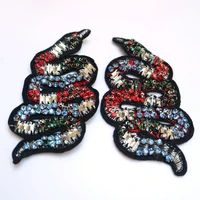 2pcset 3d handmade rhinestone beaded patches for clothing snake 59cm diy sew on parches embroidery applique animals