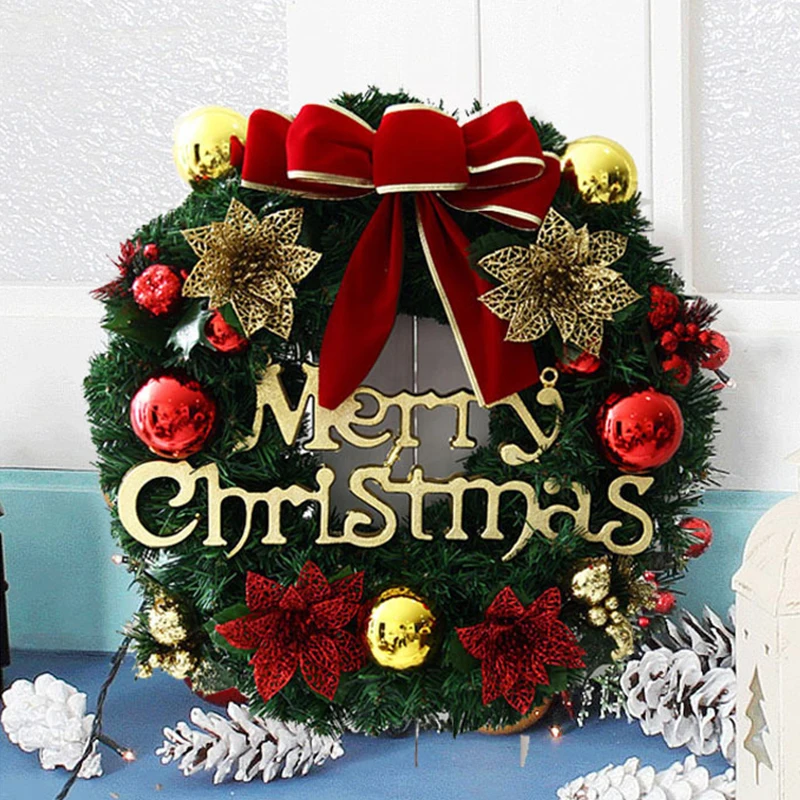 

Drop shipping agent Wholesale Logistics China Freight 30cm PVC PE wire flower berry gift ribbon bow bell merry Christmas wreath