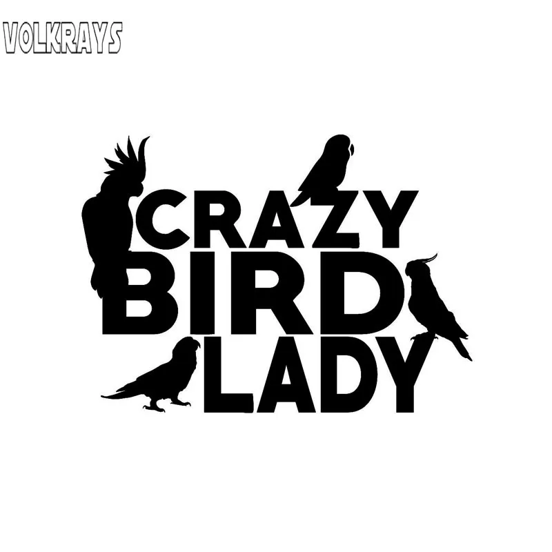 Volkrays мультяшная наклейка для автомобиля Crazy Bird Lady Cockatoo Parrot Conure аксессуары