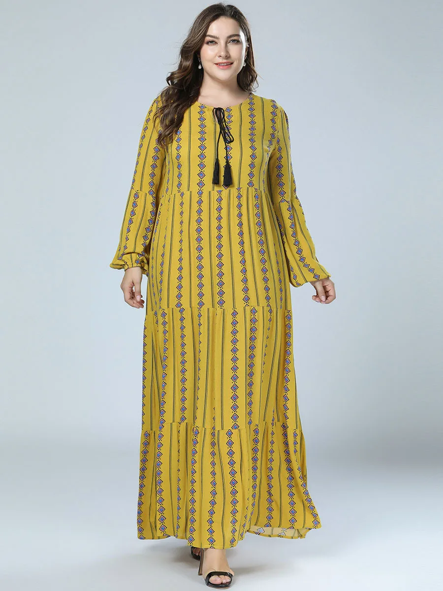 Женское длинное платье в Дубае Abayas мусульманское платье-Кафтан желтого размера
