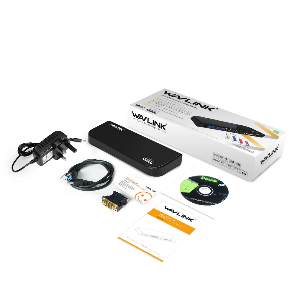 Wavlink USB 3.0 Universal Laptop Docking Station Dual Video Support Dvi/Hdmi/Vga to 2048X1152 External Graphics Ethernet 6 Ports