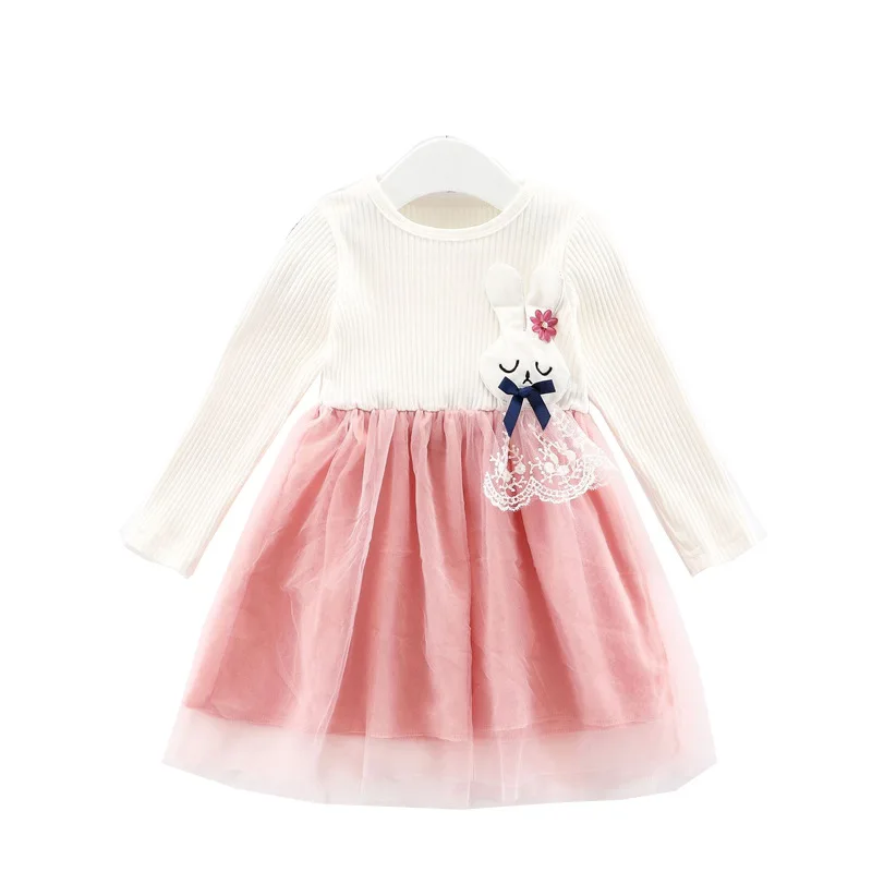 

Детские юбки платье с длинным рукавом для девочек Новинка Весна 2022 платье принцессы из сетчатой ткани модная детская юбка одежда