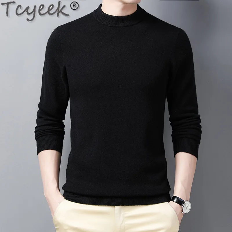 Мужской пуловер из 100% шерсти повседневный Теплый Свитер оверсайз в Корейском