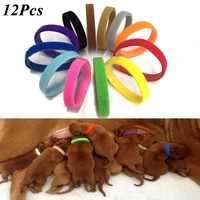 12 pcsset puppy newborn pets identify collars adjustable nylon small pet dog collars kitten necklace whelping puppy collars