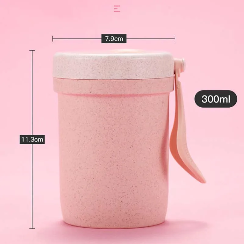 Креативная чашка для завтрака овсянки хлопья PP материал закусок с крышкой ложка