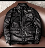 yrfree shipping 2020 sales black cowhide jacket 100 genuine leather coat warm leather clothes plus size m65 real leather