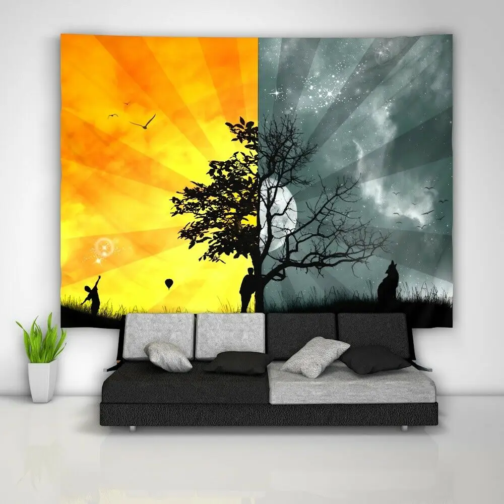 Дневной и ночной режимы настенный психоделический гобелен Спальня украшение