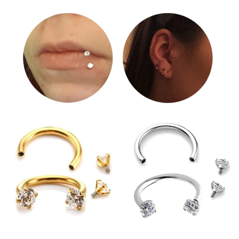 Нержавеющая сталь Подкова стержень нос кольцо человеческого тела с защитой от