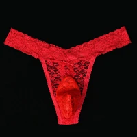 sexy men lace convex pouch g string cock ring sexy thong hollow out sheer underwear t back erotic lingerie gay wear plus size f1