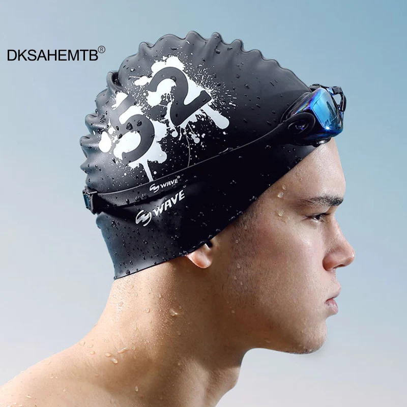 Swimming Cap Silicone Men and Women Waterproof Plus Thickening Long Hair Sports Swim Pool Cap Swimming Hat Cover for Adult