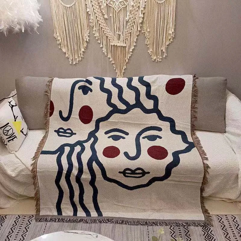 

Multifunction Throw BlanketArt Abstract Woman shawl single nap air tapestry Picnic mats blanket cover rugs knitted throw blanket