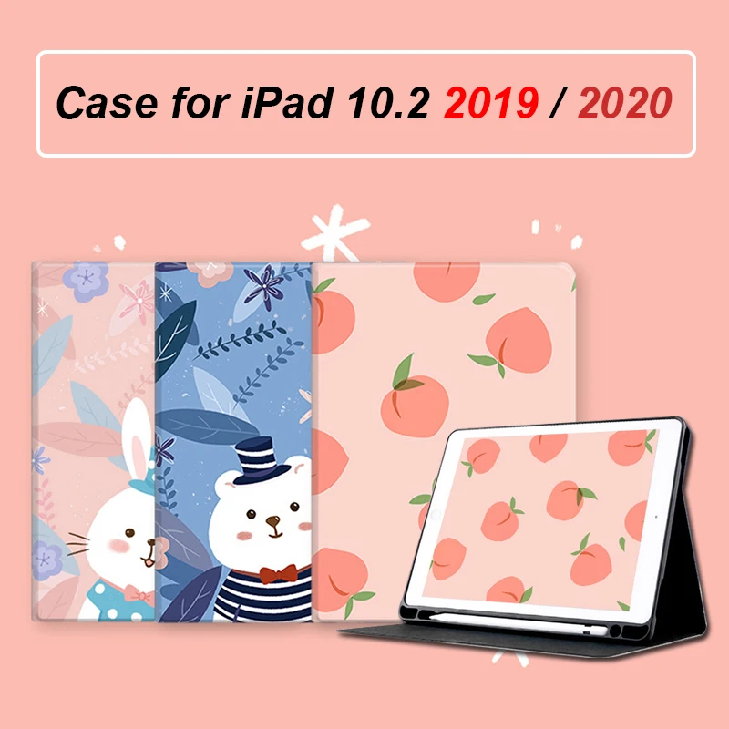 

Case for iPad 7th Generation 2019 With Pencil Holder Cute Anime 10.2 Smart Cover Case for iPad 8 8th 2020