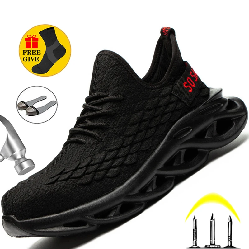 

Light Work Shoes Safety Boots Men Work Sneakers Male Safety Shoes Men Anti Smashing Work Boots Steel Toe Shoes Male Dropshipping