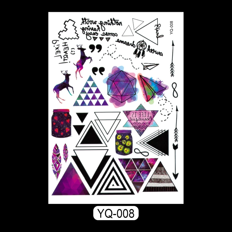 Геометрические ромбовидные татуировки временные руки волк мужские