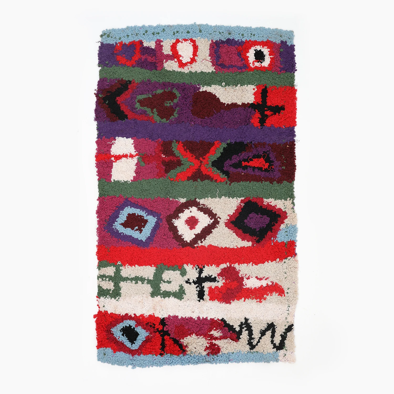 저렴한 모로코 손 니트 카펫 침대 옆 그라운드 매트 수제 코튼 태피스트리 기하학적 디자인 카펫 침실 홈 섬유 장식