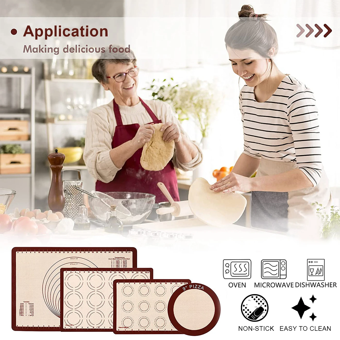 Силиконовый коврик для выпечки посуда не скользящая искусственная кожа