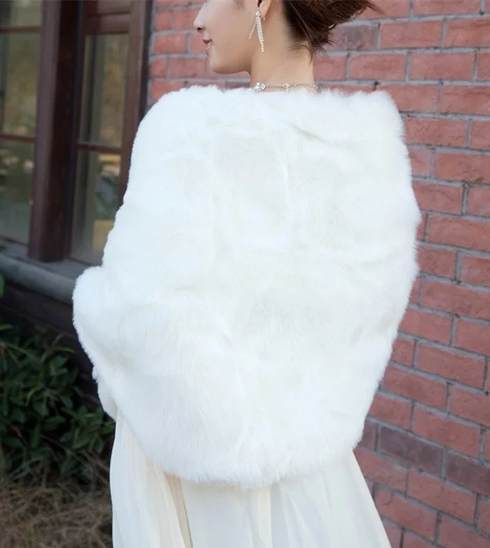 

Ivory Wedding Shawl Bridal Wrap Faux Fur Shrug Winter Coat Winter Capes Ladies Shawls Bolero