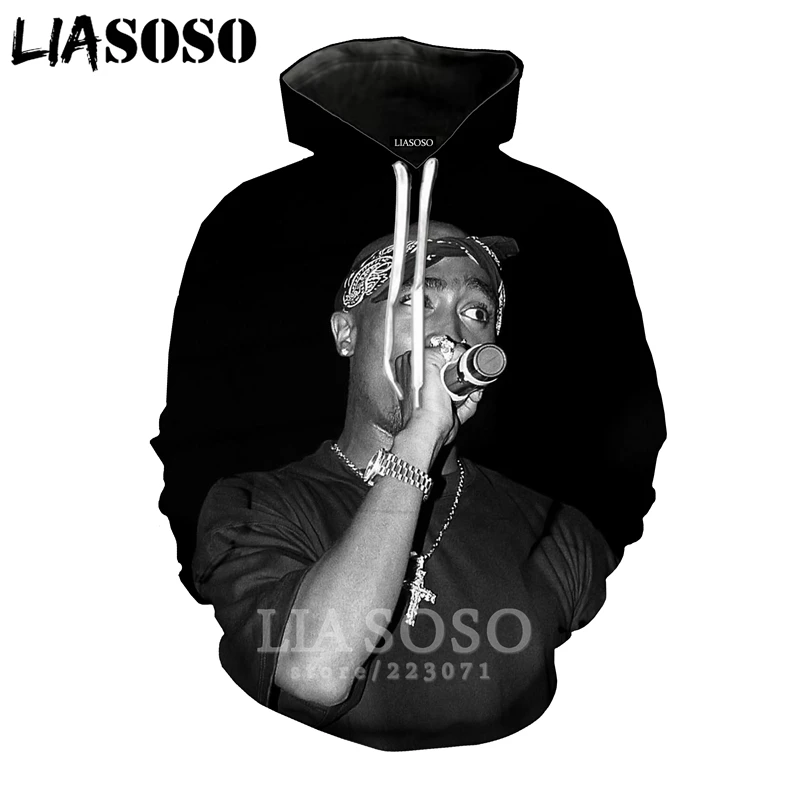 16 2pac толстовки LIASOSO забавные для мужчин и женщин Аниме Толстовка 3D принт Рэпер Хип Хоп с длинным рукавом Уличная Топ пуловер с круглым вырезом B182-10 - Цвет: 16