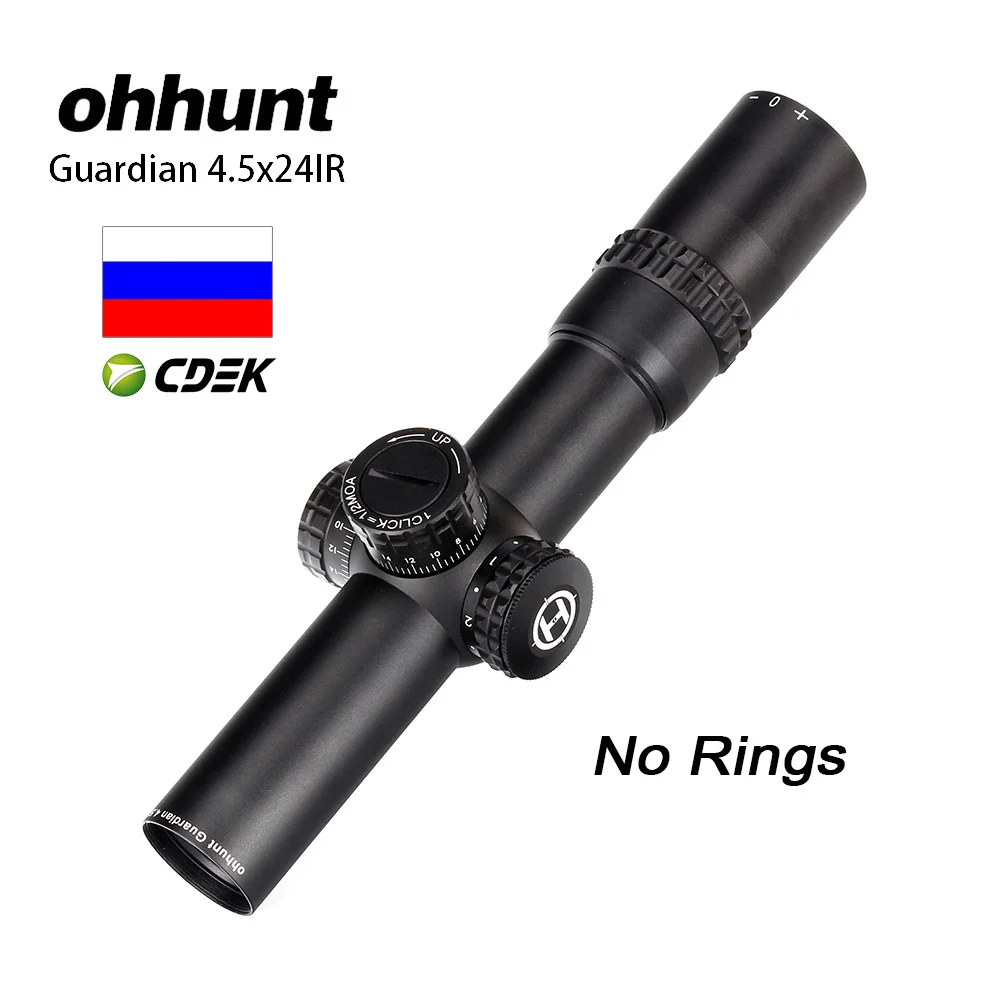 No rings Ohhunt 4.5X24IR компактный охотничий прицел 1/2 половина Mil точка оптические прицелы стеклянная сетка с башенками сброс тактический прицел - Цвет: No rings