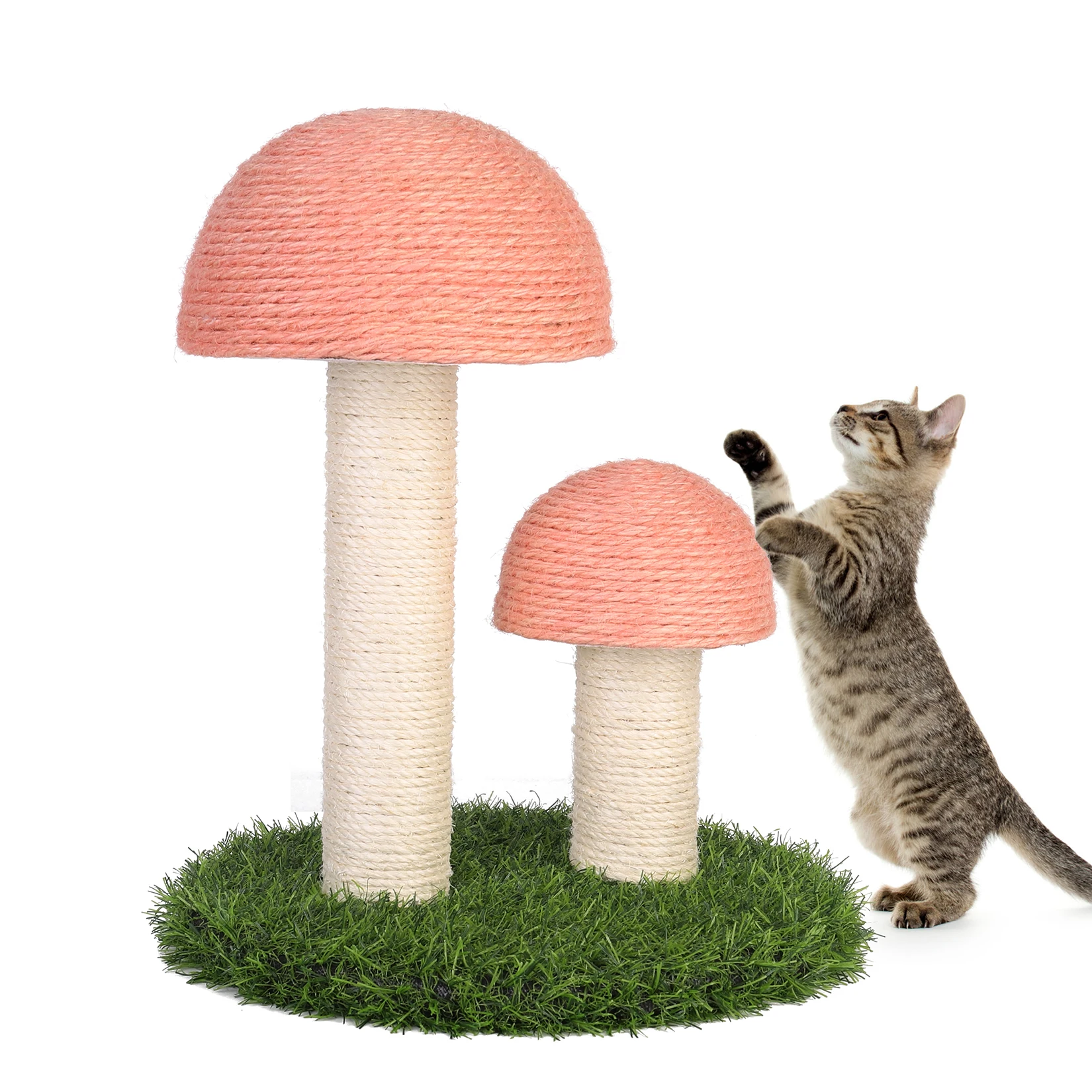 

Mushroom Cat Tree Scratching Post Tower Climbing Activity Natural Sisal Ropes