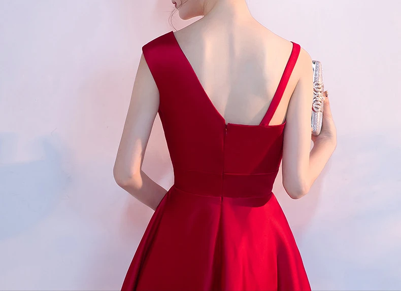 

Burgundy Sexy Womens Bride Party Dress V-Neck Evening Cheongsam Backless Costume Dress Short Gown Wedding Qipao Vestido XS-XXXL