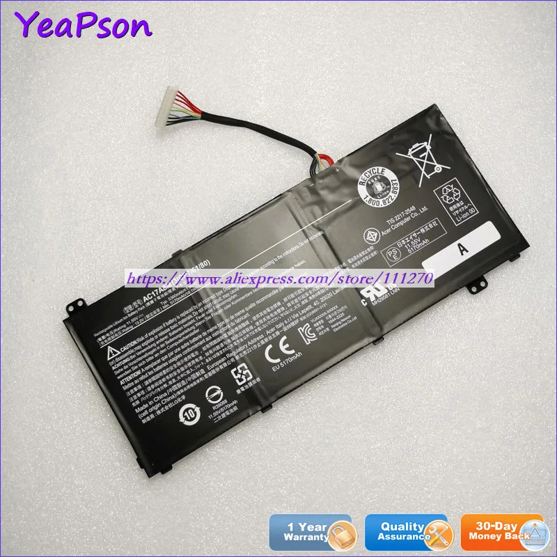 Аккумулятор для ноутбука Yeapson AC17A8M 11 55 V 5360mAh Acer Spin 3 SP314 52 549T 331FP SF314|Аккумуляторы