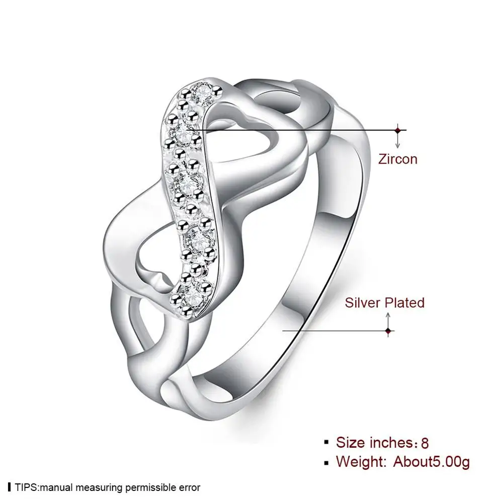 

Fashion Silver Plated Bowknot Pattern Carved Sweet Style Ring with Shiny Zirconia for Women Party Gift Luxury Jewelry LKNSPCR049