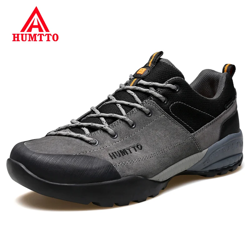 HUMTTO New Leather Hiking Shoes Waterproof Trekking Sneakers for Men Sport Trail Climbing Walking Male Safety Outdoor Boots Mens