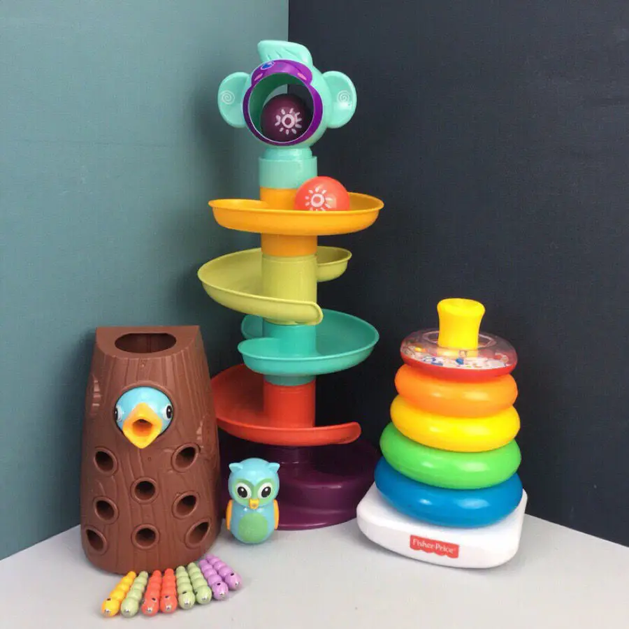 

Детская игрушка из трех предметов Fisher Rainbow jenda woodpecker для захвата насекомых и превращения в пазл для раннего развития