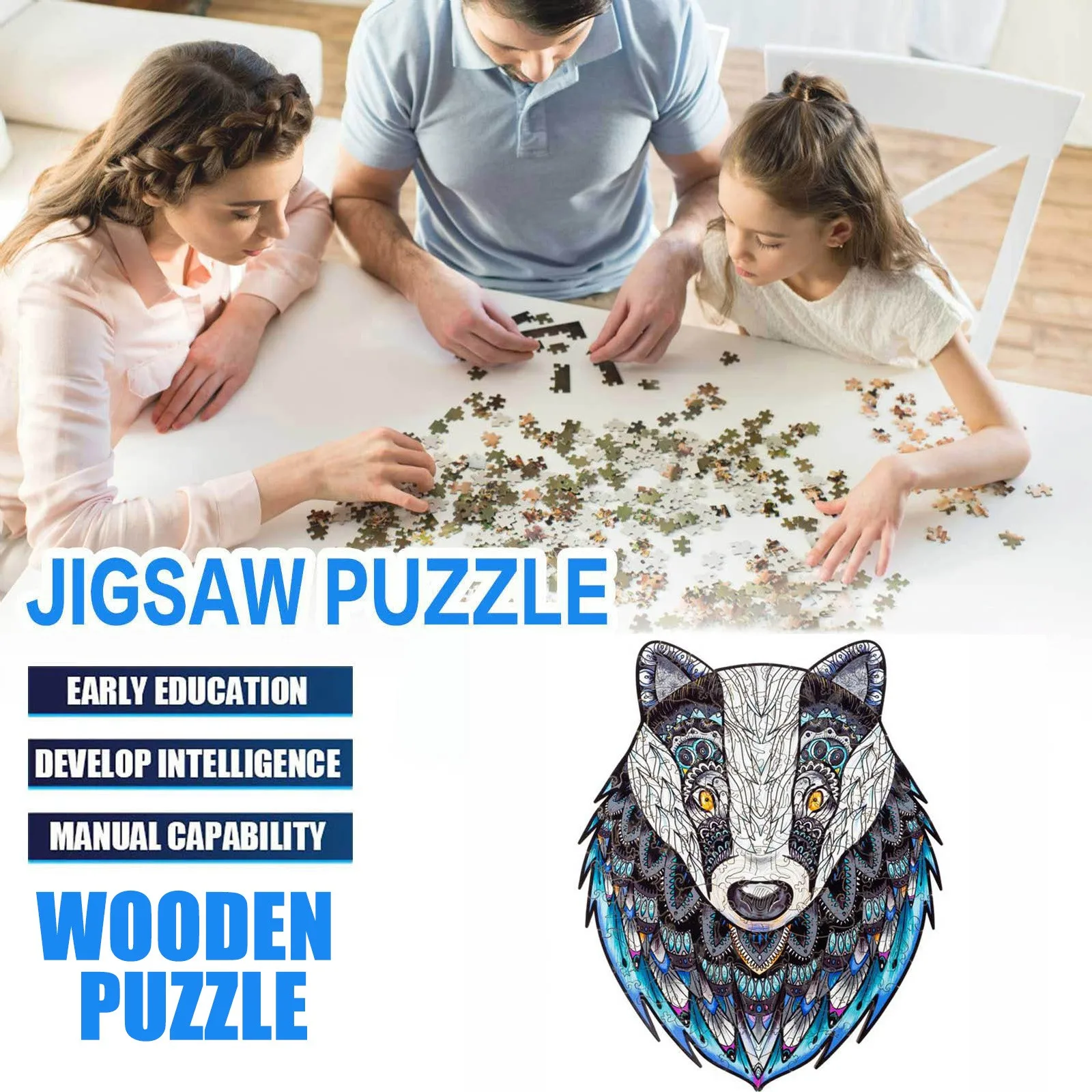 Пазл детский деревянный игрушка для раннего развития цветной медведь