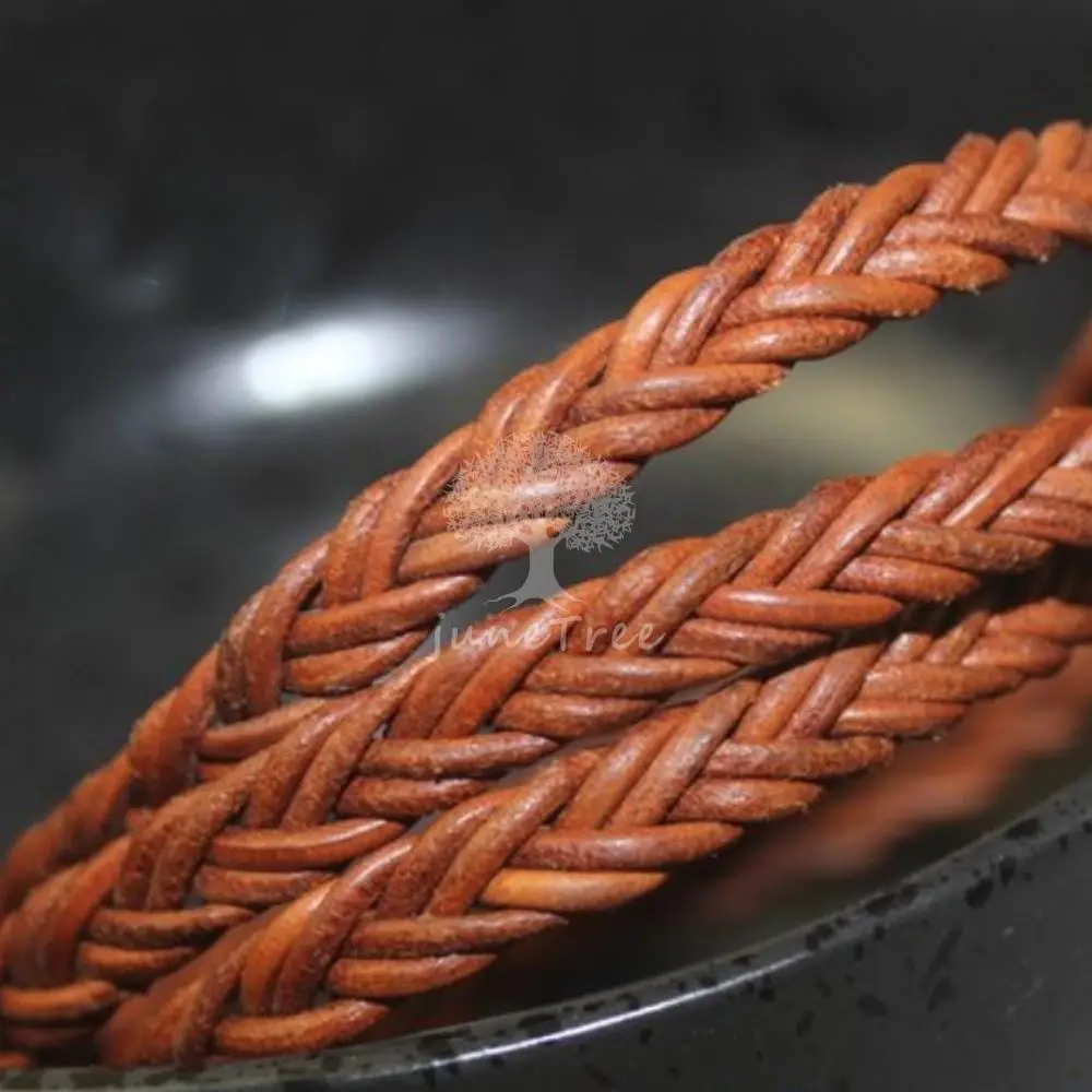 Junetree вязальная полоса из натуральной воловьей кожи Круглая Плоская веревка