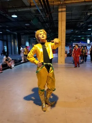 Аниме JoJo невероятное приключение фильм dio brando желтый костюм косплей полный комплект на Хэллоуин, Рождество, костюм; карнавальный костюм